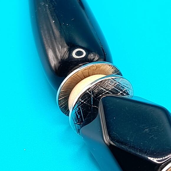 Chico's Chunky Black Beaded Necklace, Cream Silver Beads, 23" - Picture 7 of 11